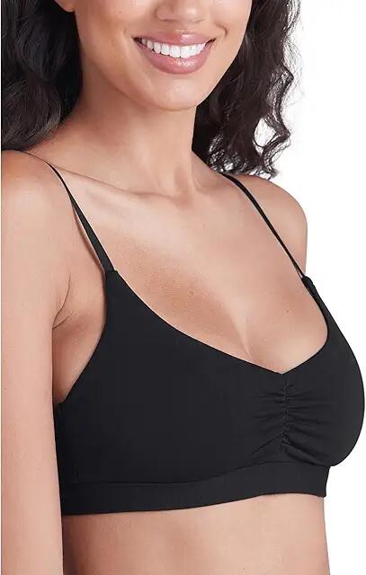 MeUndies Feel Free Ruched Bralette (Black) Women's Bra Cover