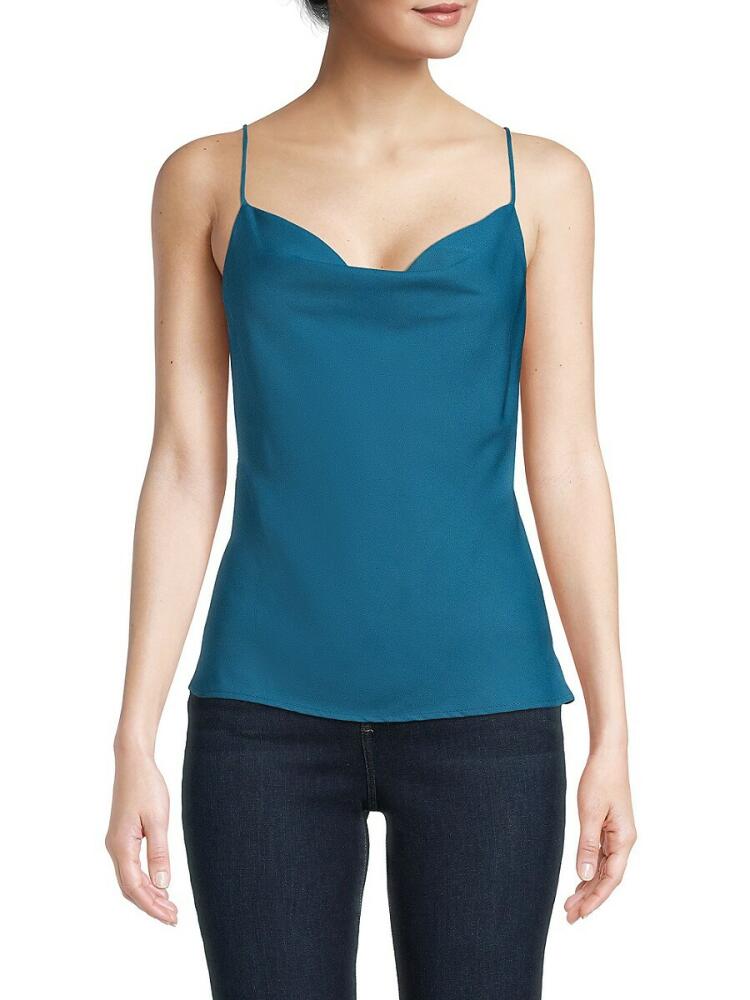 Renee C. Women's Dobby Cowlneck Satin Tank Top - Teal Cover