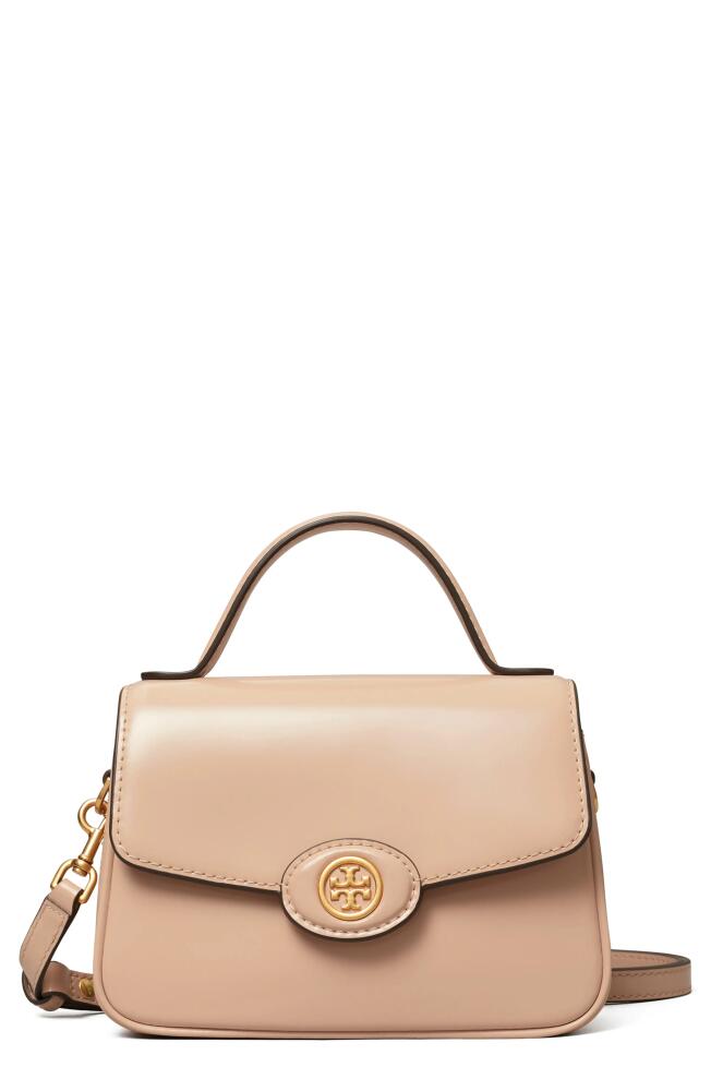 Tory Burch Small Robinson Leather Top Handle Bag in Blush Cover