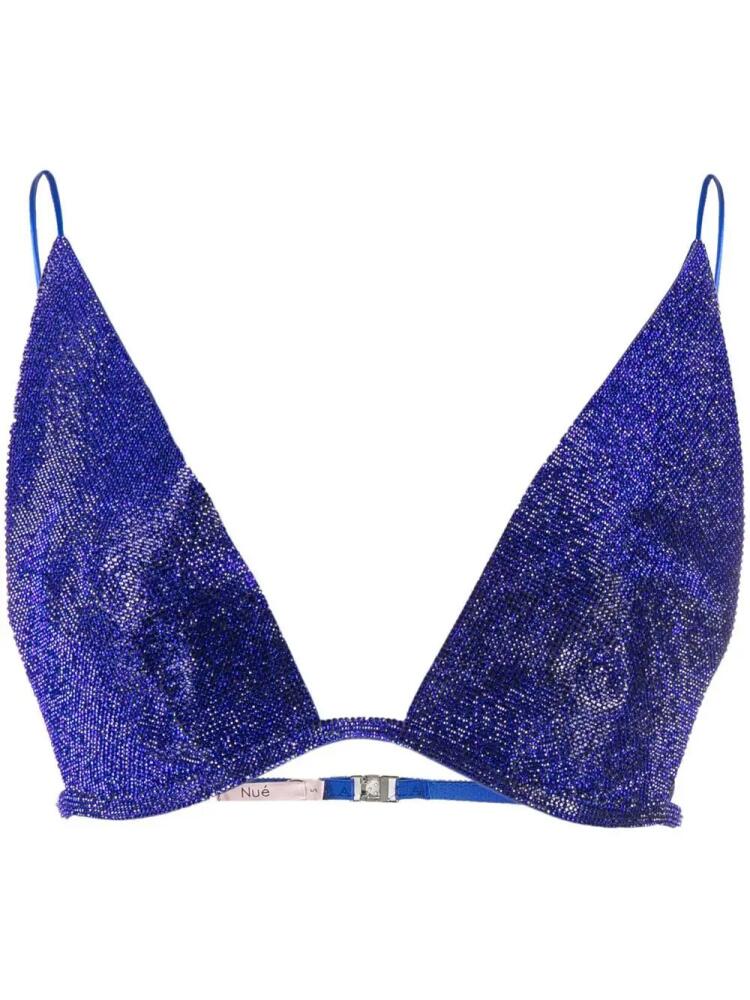 Nuè silk rhinestone bra top - Blue Cover