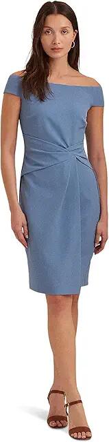 LAUREN Ralph Lauren Crepe Off-the-Shoulder Cocktail Dress (Pale Azure) Women's Dress Cover