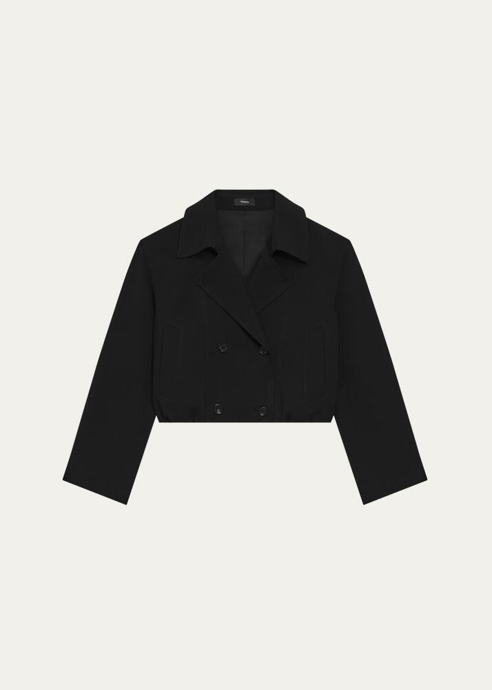 Theory Oversized Double-Breasted Crop Trench Coat Cover