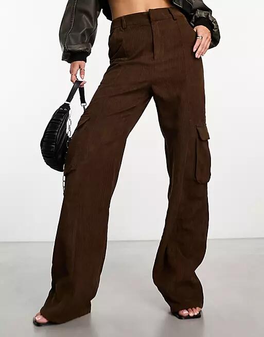 Heartbreak cord cargo pants in chocolate brown Cover