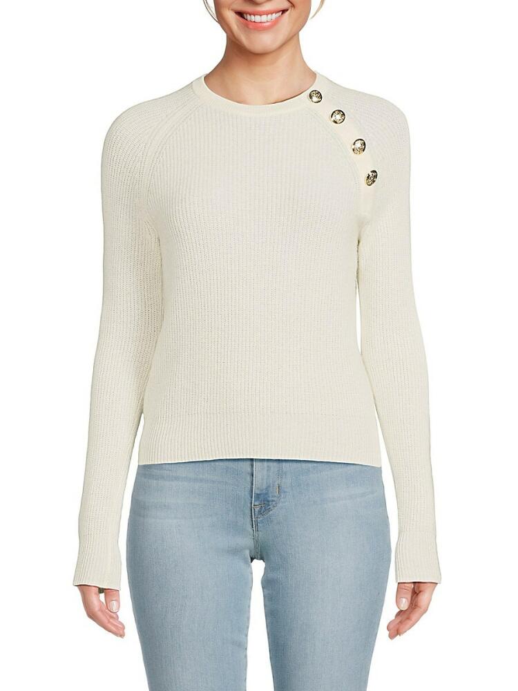 Bruno Magli Women's Cashmere Button Sweater - Chalk Cover