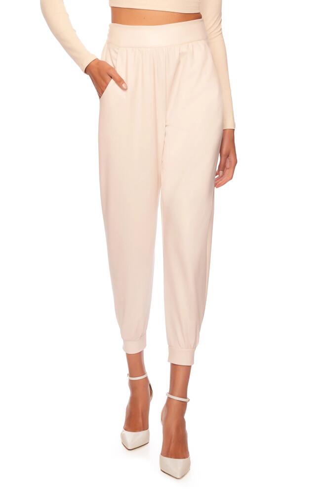 Susana Monaco Faux Leather Joggers in Blanched Almond Cover