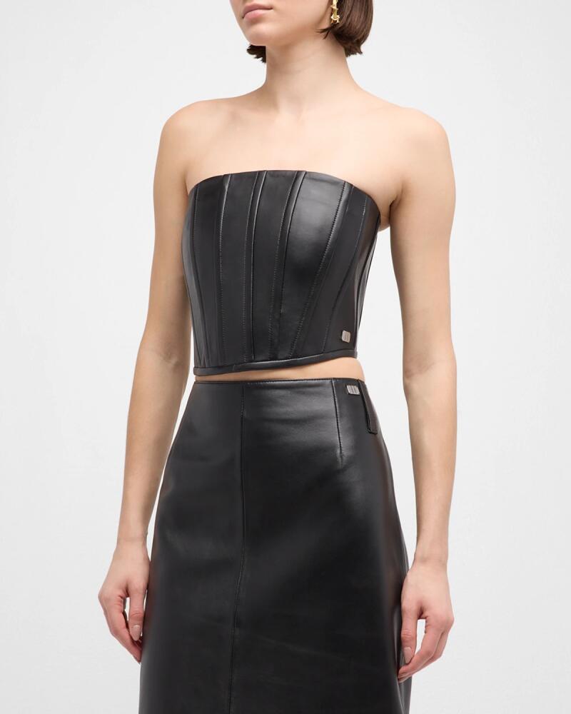 Marc Jacobs Strapless Leather Crop Corset Top Cover