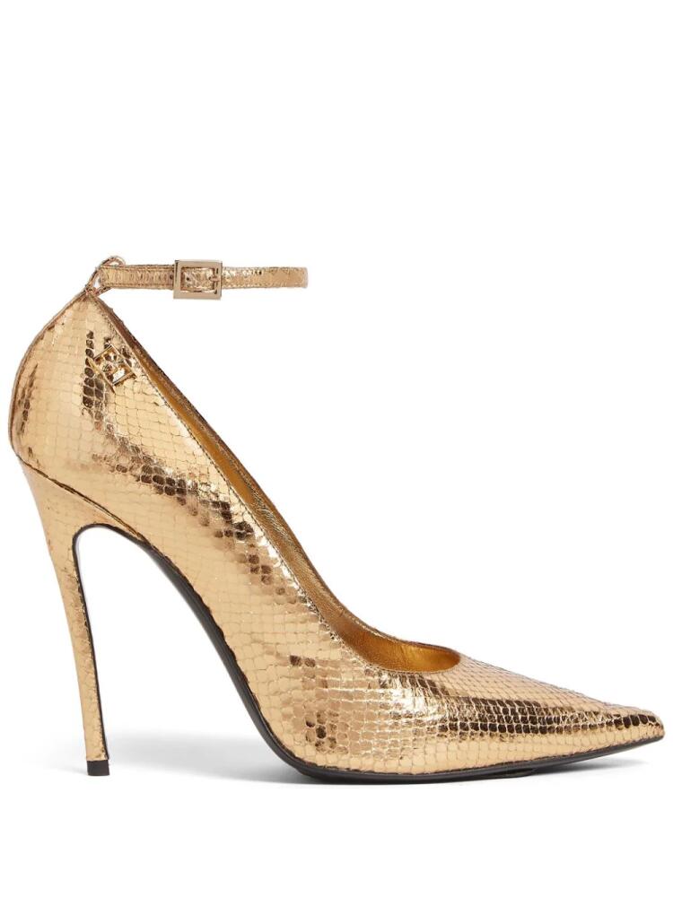 DSQUARED2 snakeskin-effect leather pumps - Gold Cover