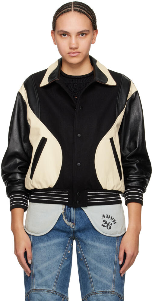 Andersson Bell Black & Off-White Robyn Leather Bomber Jacket Cover