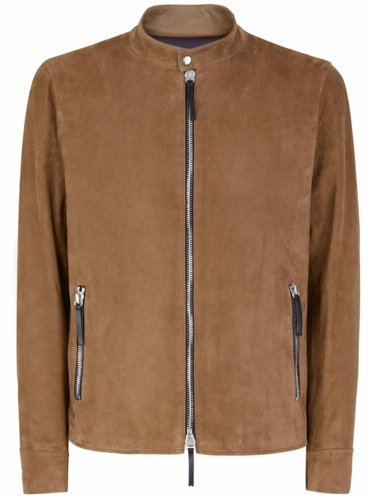 Giuseppe Zanotti Oscar zip-up suede jacket - Brown Cover