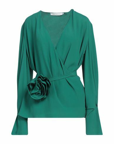 Simona Corsellini Woman Top Green Acetate, Silk Cover