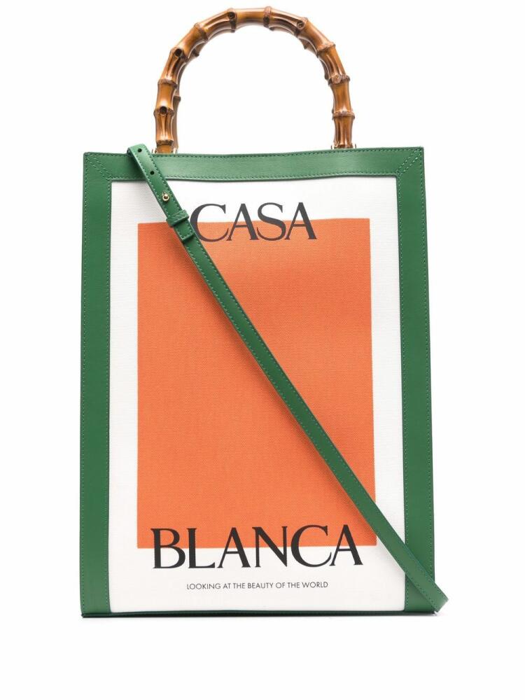 Casablanca logo-print bamboo-handle tote bag - Orange Cover