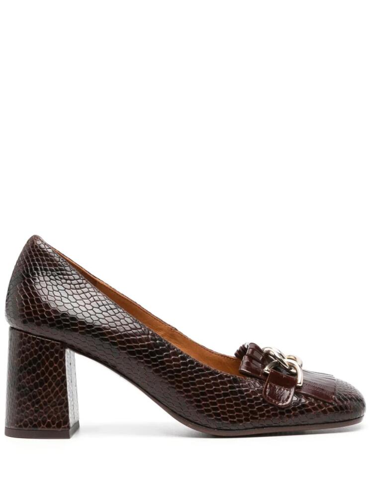 Chie Mihara Pyla 70mm snakeskin-embossed pumps - Brown Cover