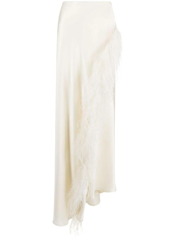 LAPOINTE feather-detailing asymmetric-design skirt - White Cover