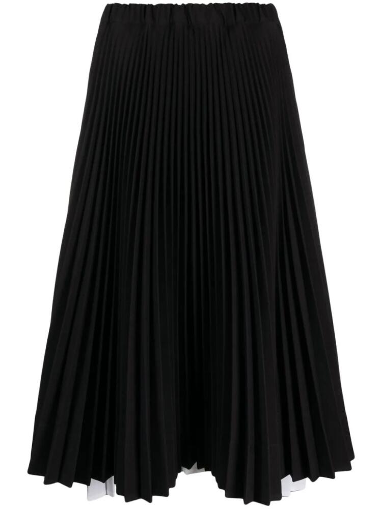 Plan C pleated asymmetric-hem midi skirt - Black Cover