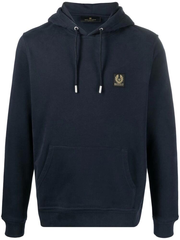 Belstaff logo-patch cotton hoodie - Blue Cover