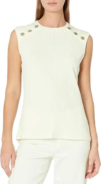 Tommy Hilfiger Sleeveless Rib Knit (Ivory) Women's Blouse Cover