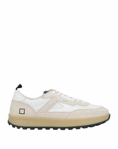 D. a.t. e. Man Sneakers White Leather, Textile fibers Cover