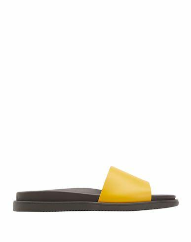 8 By Yoox Polish Leather Slides Man Sandals Ocher Calfskin Cover