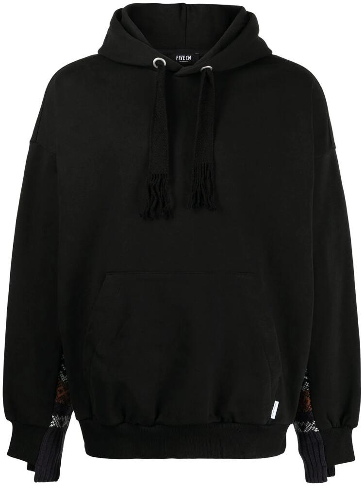 FIVE CM abstract pattern-trim long-sleeve hoodie - Black Cover