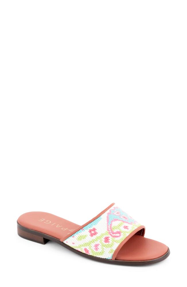 ByPaige Needlepoint Stitched Slide Sandal in Turq Cover