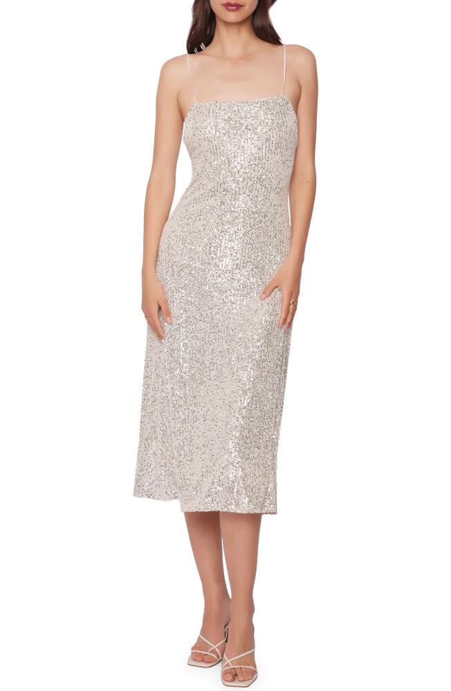 Lost + Wander Etoile Sequin Open Back Midi Dress in Silver Cover