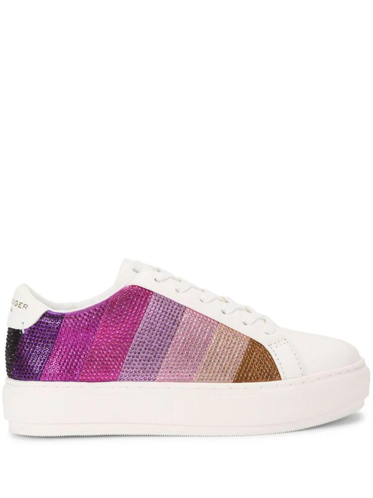 Kurt Geiger London Laney crystal-embellished striped sneakers - White Cover