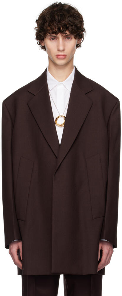 Jil Sander Burgundy Single-Breasted Blazer Cover