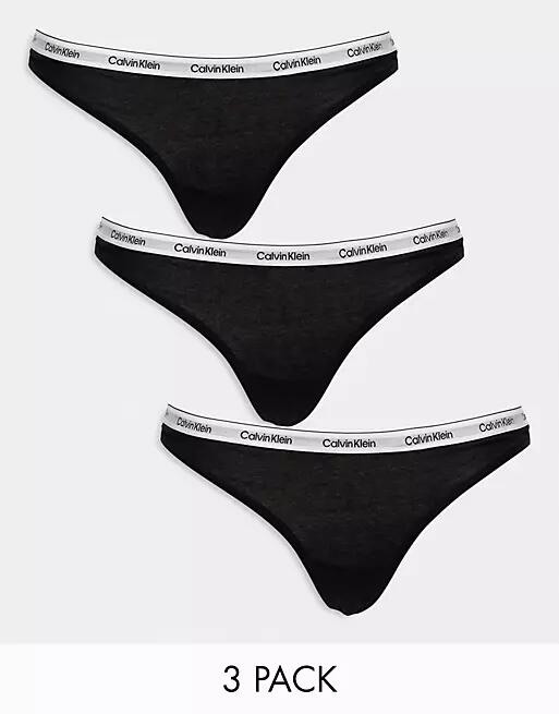 Calvin Klein Modern Logo 3 pack thong in black Cover