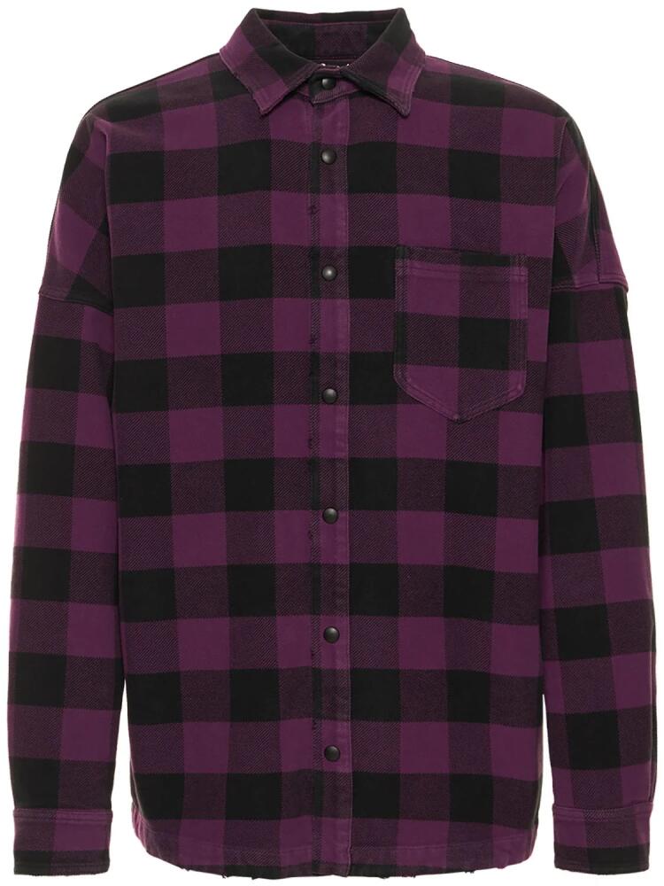 PALM ANGELS Logo Print Cotton Check Over Shirt Cover