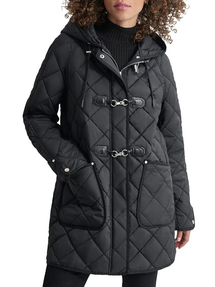 DKNY Women's Toggle Quilted Jacket - Black Cover