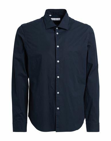 Manuel Ritz Man Shirt Midnight blue Size 15 ½ Cotton, Elastane Cover