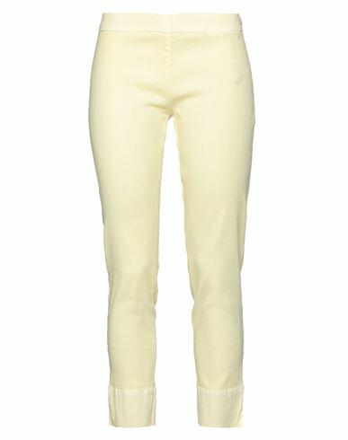 120% Lino Woman Pants Yellow Linen, Cotton, Elastane Cover