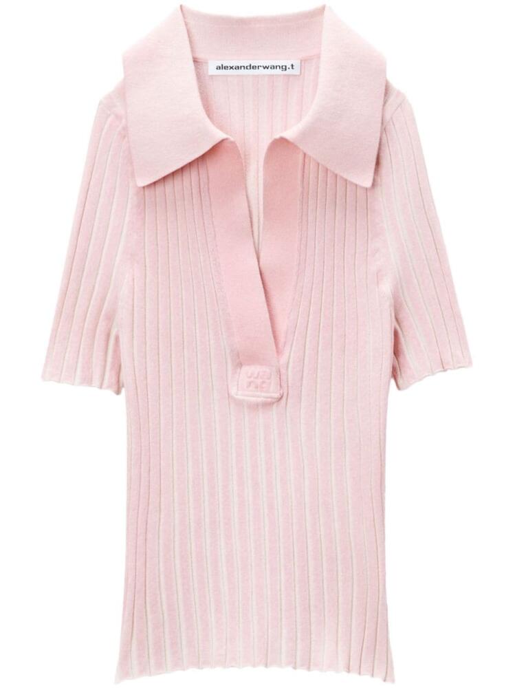 Alexander Wang ribbed-knit polo shirt - Pink Cover