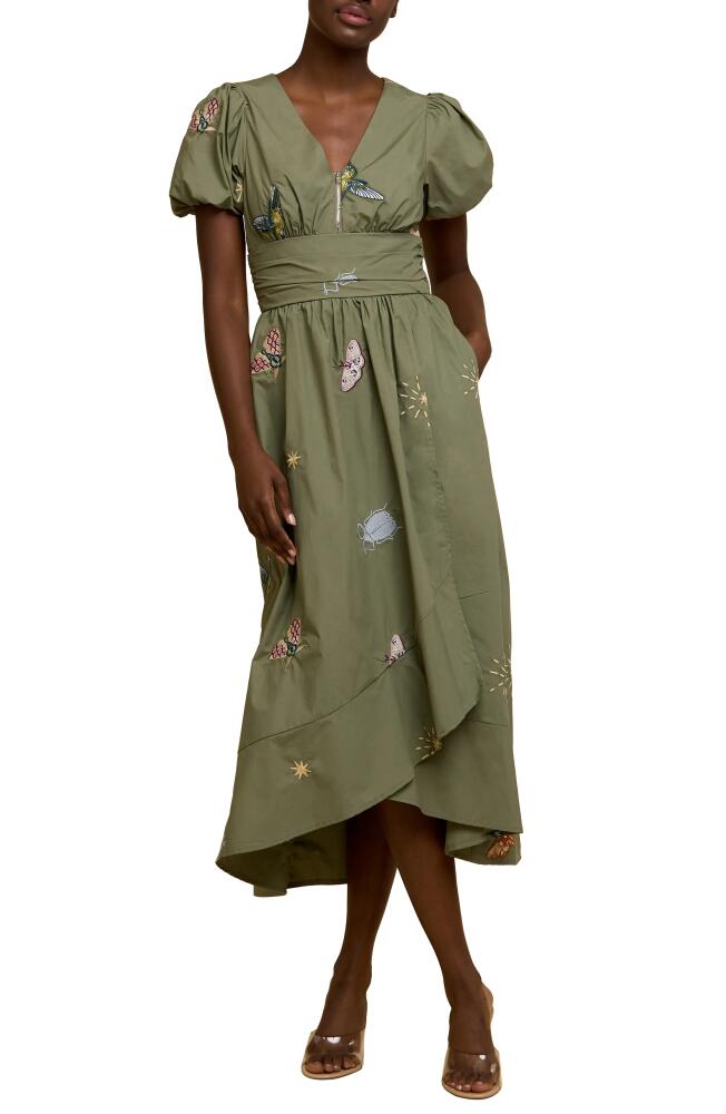 CIEBON Arya Embroidered Cotton Maxi Dress in Sage Cover