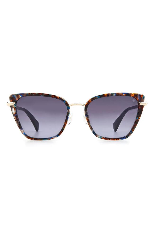 rag & bone 56mm Gradient Cat Eye Sunglasses in Blue Havana /Grey Shaded Cover