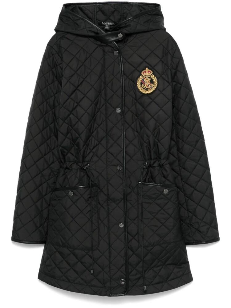 Lauren Ralph Lauren logo-patch parka coat - Black Cover