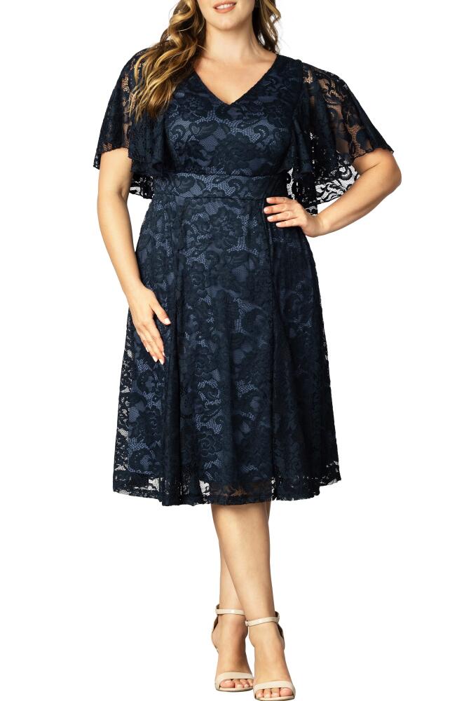 Kiyonna Camille Lace Midi Cocktail Dress in Twilight Blue Cover