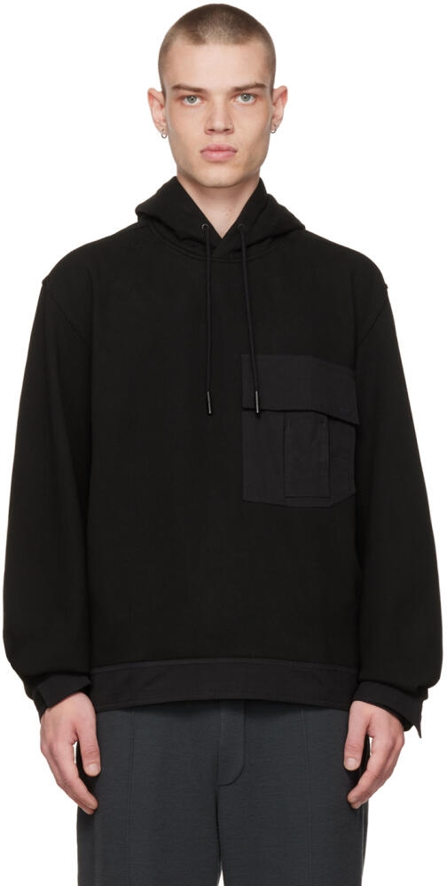 Solid Homme Black Paneled Hoodie Cover