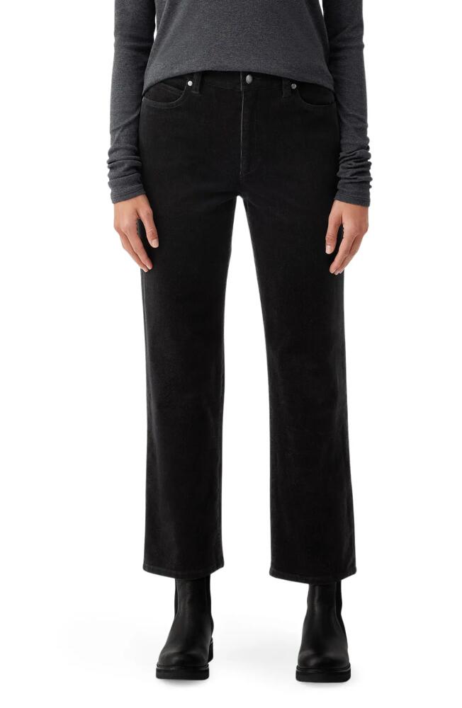 Eileen Fisher High Waist Ankle Straight Leg Corduroy Pants in Black Cover