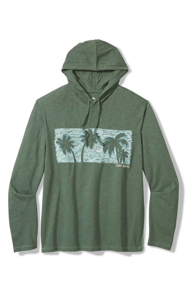 Tommy Bahama Palm Tree Reflections Embroidered Organic Cotton Slub Jersey Hoodie in Trout Cover