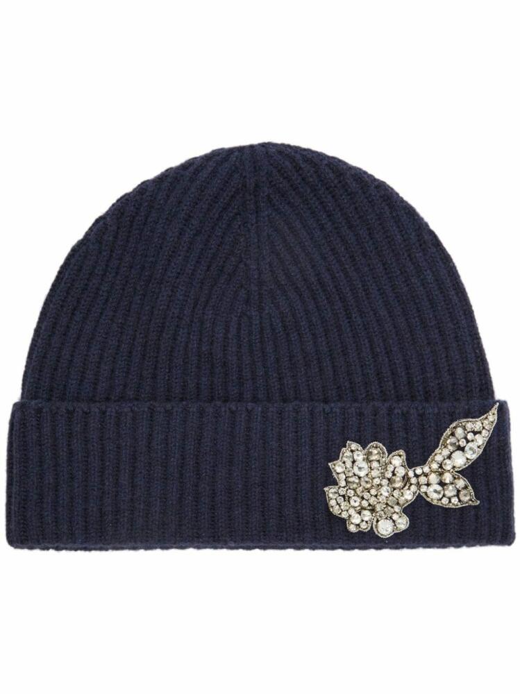 ERDEM crystal-embellished ribbed-knit beanie - Blue Cover