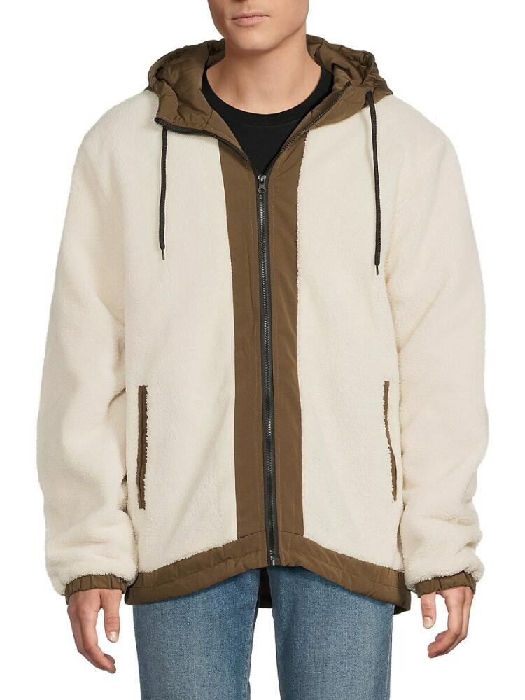 American Stitch Men's Fuzzy Hooded Jacket - Beige Cover