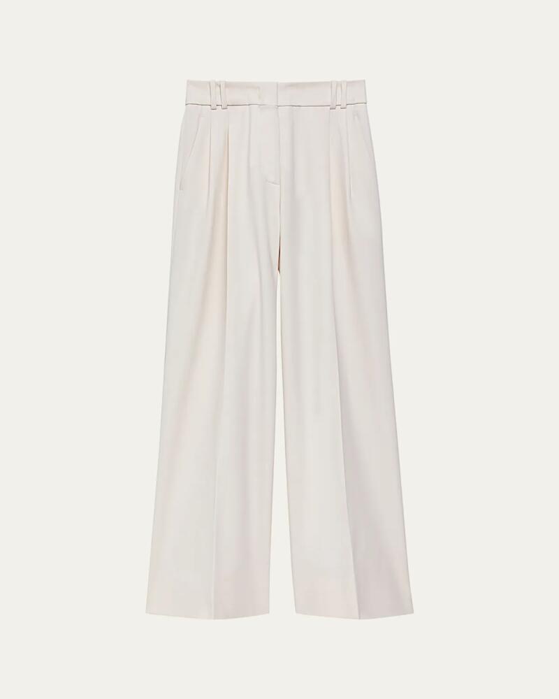 Another Tomorrow Pleated Wide Leg Wool Trousers Cover