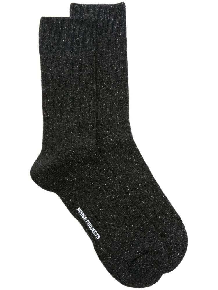 Norse Projects speckled-knit branded-footbed socks - Grey Cover