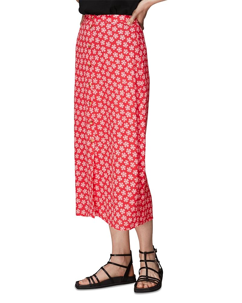 Whistles Red Daisy Button Front Skirt Cover