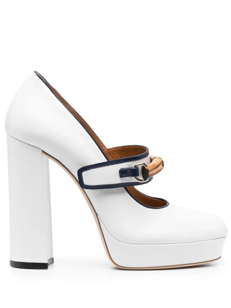 Casablanca bamboo-detail 120mm platform pumps - White Cover