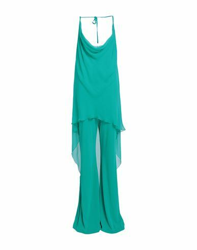 Alberta Ferretti Woman Jumpsuit Emerald green Viscose, Silk Cover