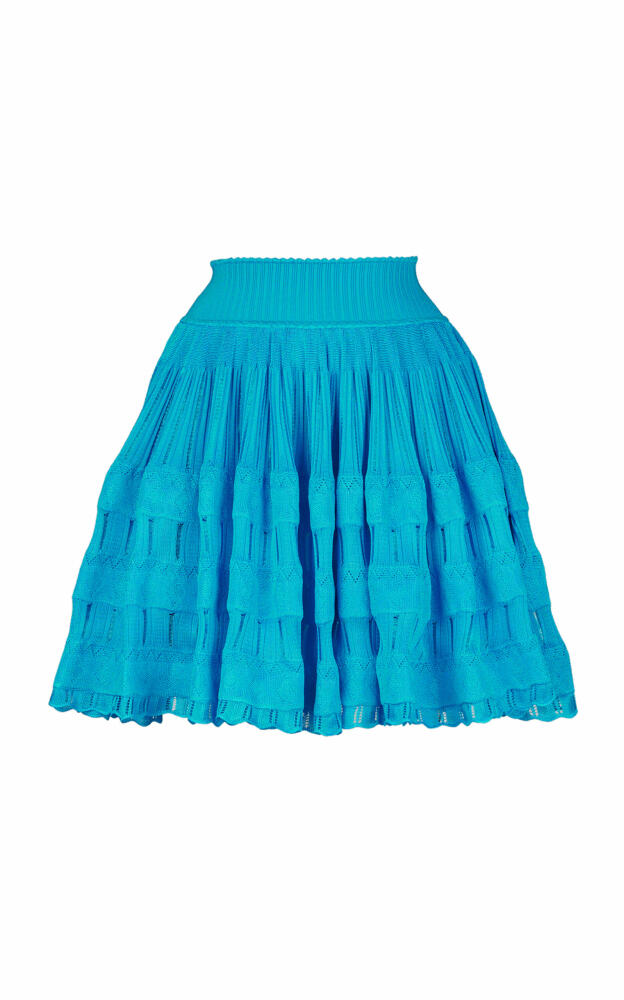 ALAA - Pointelle-Knit Crinoline Mini Skirt - Blue Cover