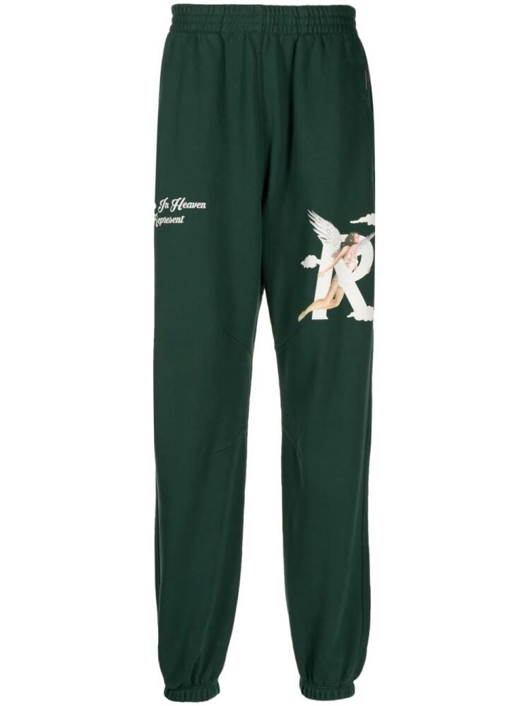 Represent logo-print cotton track pants - Green Cover