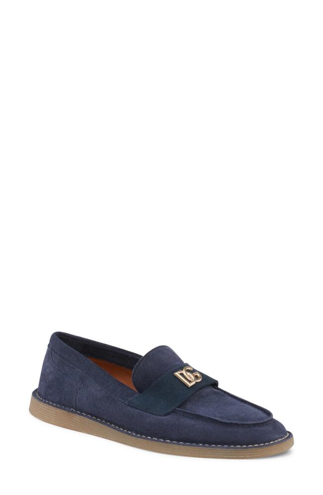 Dolce&Gabbana Logo Suede Loafer in Blue Cover